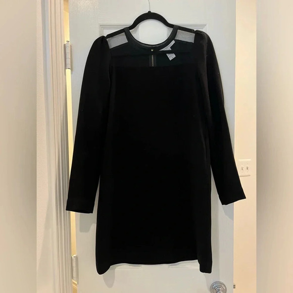 Diane Von Furstenburg DVF Illusion Mesh Neckline Black Dress - Picture 3 of 6